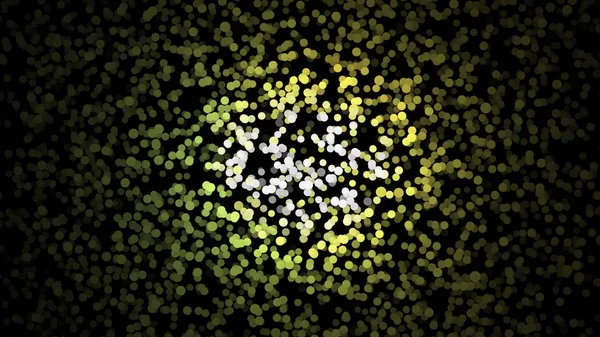 Abstraktní animace malých barevných částic chaoticky se pohybují na černém pozadí a mění barvu. Animace. Dynamická barevná animace na černém pozadí — Stock fotografie