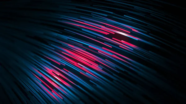 Animação abstrata de palhas de néon coloridas flutuando sobre o fundo preto e mudando sua cor. Animação. Animação dinâmica colorida no fundo preto — Fotografia de Stock