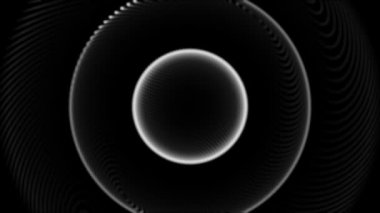 Karanlık arka planda dönen neon ışık küreleri ve spirallerin soyut animasyonu. Animasyon. Soyut spiral dönen kızdırma çizgileri, bilgisayar tarafından oluşturulan arka plan