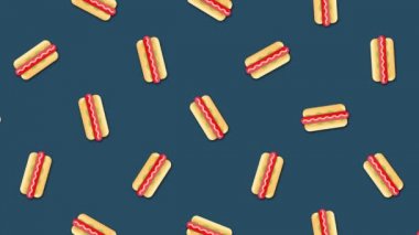 Sorunsuz bir yinelenen döngü soyut renkli sosisli arka plan video klip hareket. Animasyon. Renkli arka planda güzel çizgi film animasyonu.