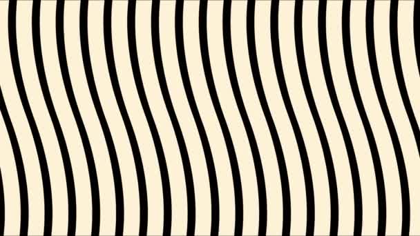 Abstrakt vågig yta, smala vertikala linjer närmar sig och blir bredare. Animaton. Vita ränder rörliga och böjning, fodrad monokrom bakgrund. — Stockvideo