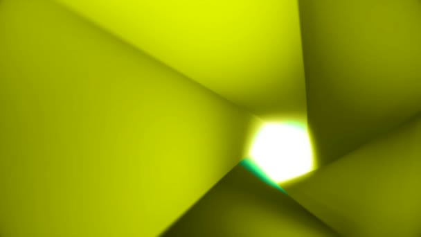 Abstrakte Animation eines bunten geometrischen polygonalen Tunnels mit Licht, das am Ende leuchtet. Animation. bunter 3D animierter Tunnel — Stockvideo