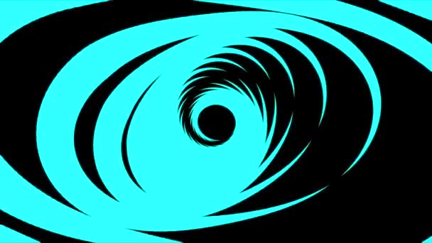 Animazione astratta di luminoso tunnel ipnotico colorato con cerchi che ruotano in diversi piani su sfondo nero. Animazione. Video clip movimento sfondo ad alta definizione — Video Stock