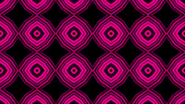Abstracte animatie van hypnotiserende multi gekleurde Neon elementen die draaien in caleidoscoop. Animatie. Hypnotiserende Caleidoscoop met Fractal gekleurde beweging achtergrond en abstract veelkleurige Neon graphics LED — Stockvideo