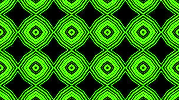 Abstract animation of hypnotic multi colored neon elements rotating in kaleidoscope. Animation. Hypnotic kaleidoscope with fractal colored motion background and abstract multicolored neon graphics led — Stock Video