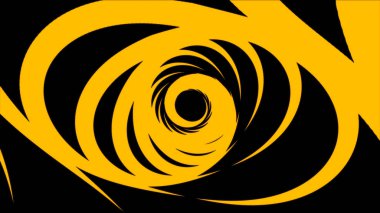 Siyah arka plan üzerinde farklı düzlemlerde dönen daireler ile parlak renkli hipnotik tünel Soyut animasyon. Animasyon. Yüksek çözünürlüklü fon hareket video klip