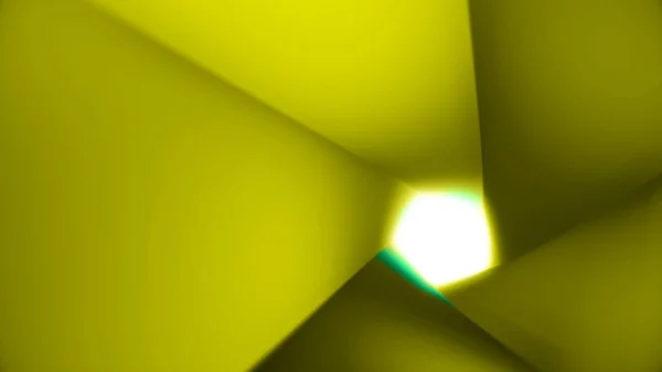 Abstraktní animace barevného geometrického polygonálního tunelu s světlem, které na konci svítí. Animace. Barevný 3D animovaný tunel — Stock fotografie