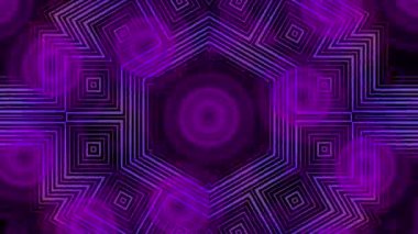 Hipnotik renkli neon elementler ve kaleydoskop dönen parçacıklar. Animasyon. Fraktal renkli hareket arka plan ve soyut çok renkli neon grafik ile soyut kaleydoskop