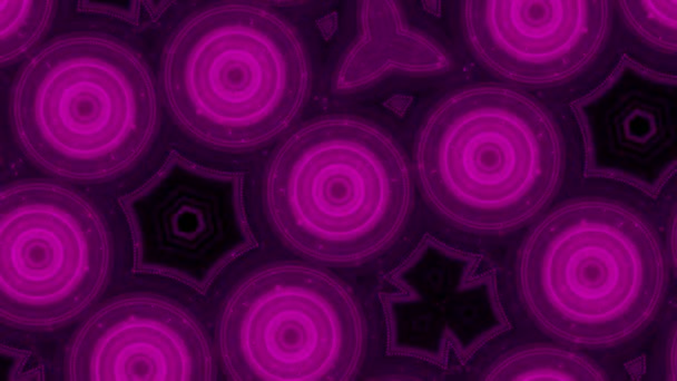 Abstrakte Animation hypnotischer Neonelemente und im Kaleidoskop rotierender Teilchen. Animation. hypnotisches Kaleidoskop mit fraktal gefärbtem Bewegungshintergrund und abstrakten bunten Neon-Grafiken — Stockvideo