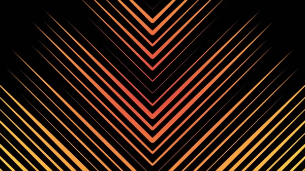 Bella astrazione ipnotica di triangoli al neon multicolori che ruotano sullo sfondo nero. Animazione. Forme geometriche multicolori al neon e animazione delle linee — Foto Stock