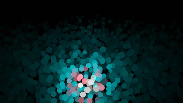 Colorful abstraction of shimmering multicolored particles appearing and fading on the black background. Animation. Delightful animation of floating multi colored particles