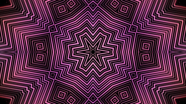 Hypnotisch bunte Neonelemente und in Kaleidoskop rotierende Partikel. Animation. abstraktes Kaleidoskop mit fraktal gefärbtem Bewegungshintergrund und abstrakten bunten Neon-Grafiken — Stockfoto