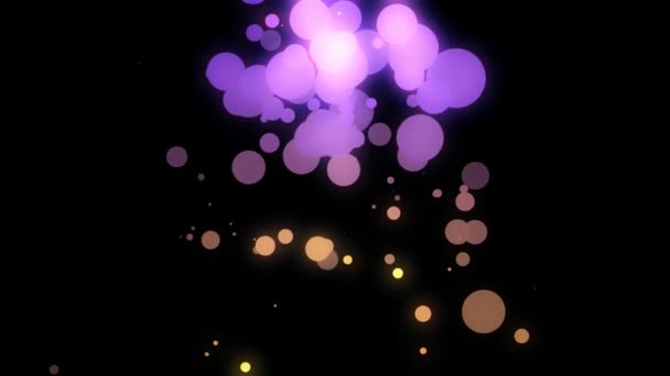Abstract round particles on black background. Animation. Clear colored particles move on black background. Roundels are colorful and shining — Stock Video