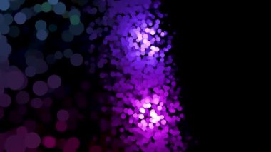 Siyah arka plan üzerinde soyut yuvarlak parçacıklar. Animasyon. Berrak renkli parçacıklar siyah arka plan üzerinde hareket. Roundels renkli ve parlak