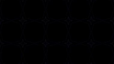Neon kaleydoskopik desenlerin soyut arka planı. Animasyon. Güzel neon desenler siyah arka plan üzerinde değiştirilir. Yinelenen desenlerNeon hipnotik arka plan