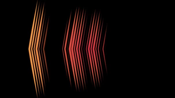 Résumé pointant des flèches à partir de lignes sur fond noir. Animation. Neon signe des lignes sur fond noir. Résumé des flèches de couleur néon se déplaçant sur fond noir — Video