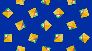 Küçük animasyonlu sandviç simgeleri çok sayıda soyut karikatür sandviç arka plan. Animasyon. Güzel karikatür animasyon, trendy renk ve stil soyut grafikler.