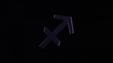 Astrolojik Zodyak burcu Yay soyut animasyon karanlık bir arka plan üzerinde dönen. Animasyon. Burç. Zodiac serisinin bir parçası.