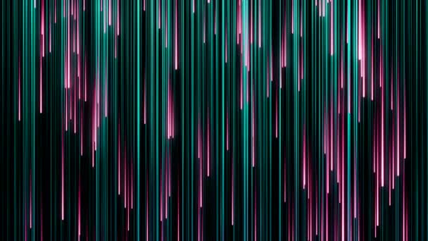 Abstrakte Animation von fallendem Neon-Regen auf schwarzem Hintergrund für LED-Bildschirme. Animation. HD-Animation mit Teilchen. Bewegungshintergrund. — Stockvideo