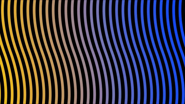 Zakrzywione linie gradientu. Animacji. Kolorowe zakrzywione linie Shimmer do siebie tworząc tło. Linie poruszają się z jednego koloru do drugiego na czarnym tle — Zdjęcie stockowe