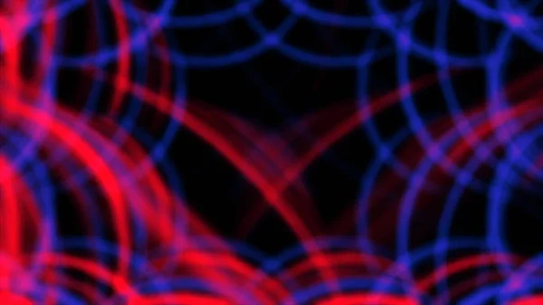 Animação abstrata de círculos de néon cruzados borrados flutuando sobre o fundo preto. Animação. Abstrato fundo web neon círculo padrões LED telas e tecnologia de projeção — Fotografia de Stock