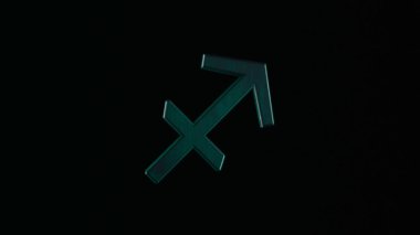 Astrolojik Zodyak burcu Yay soyut animasyon karanlık bir arka plan üzerinde dönen. Animasyon. Burç. Zodiac serisinin bir parçası.