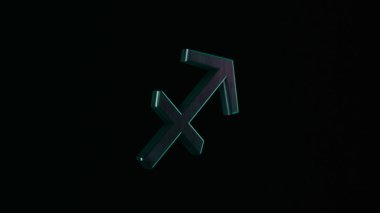 Astrolojik Zodyak burcu Yay soyut animasyon karanlık bir arka plan üzerinde dönen. Animasyon. Burç. Zodiac serisinin bir parçası.
