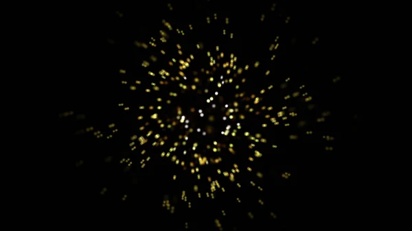Colorful abstract animation of small shimmering blurred particles chaotically floating on the black background. Animaion. Dynamic colorful animation on the black background — Stock Photo, Image