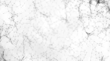 Beyaz arka planda yüzen siyah bulanık pleksler, üçgenler ve noktasoyut animasyon. Makro pleks 4k hareket arka plan döngüsü soyut