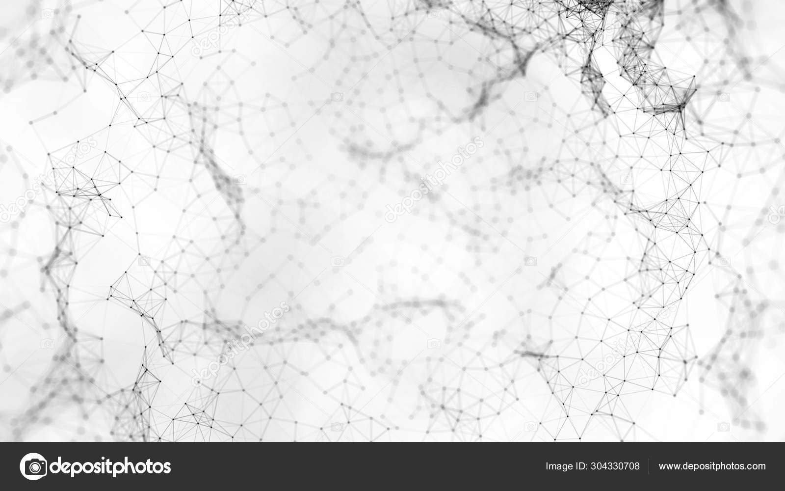 Abstract animation of black blurred plexes, triangles and dots floating