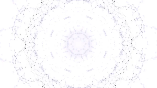 Abstract animation of hypnotic black plexes elements and particles rotating in kaleidoscope on white background. Animation. Beautiful kaleidoscope with and abstract pieces of graphics