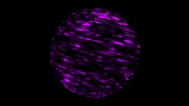 Abstrakte Animation einer schönen bunten Neonkugel, die auf schwarzem Hintergrund schimmert und rotiert. Animation. 3D Animation der abstrakten isolierten Form — Stockvideo