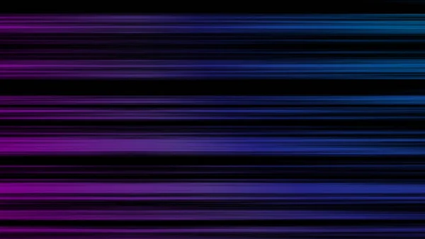 Швидкий рух різнокольорових неонових променів мерехтить горизонтально на чорному тлі. Анімація. HD анімація з неоновими променями. Тло руху . — стокове фото