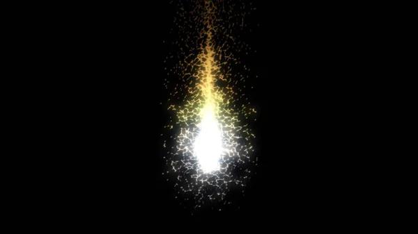 Piękny abstrakcyjny kawałek energii żółto-białe kolory na czarnym tle. Animacja. Świecące światło w postaci kropli poruszającej się w ciemnej, płynnej pętli. — Zdjęcie stockowe