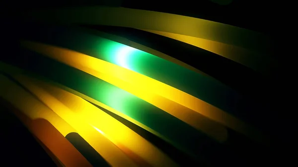 Fundo abstrato com listras verdes e amarelas fluindo lentamente no loop escuro e sem costura. Animação. Linhas largas coloridas movendo-se na mesma direção . — Fotografia de Stock