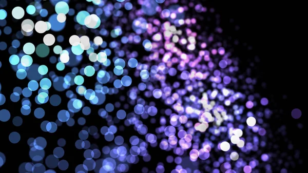 Colorful bokeh texture, gentle small dots flying into te sides with light flares, seamless loop. Animation. Abstract purple circles flowing slowly on black background. — Stock Photo, Image