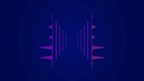 抽象五颜六色的均衡器在波形音频频谱,粉红色音频信号在深蓝色背景,音乐锥形。动画。打出节奏、波浪和移动的线条. — 图库照片