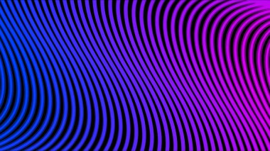 Basit düz dalgalı çizgileri olan soyutlama siyah arkaplanda daralıyor. Animasyon. Mavi çizgileri bükme, soyut dalgalı hareket ve değişen yüzey.