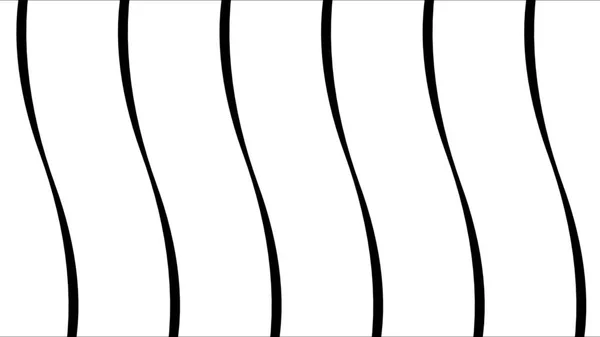Abstraction with simple white flat wavy lines narrowing down on black background. Animation. Bending blue stripes, abstract wavy moving and changing surface, monochrome.