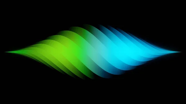 Niesamowite kolorowe diamentowe poziome spirale zwężające się do prawej i lewej krawędzi odizolowane na czarnym tle. Animacja. Piękna obrotowa spirala gradientowa zielono-niebieska, płynna pętla. — Zdjęcie stockowe