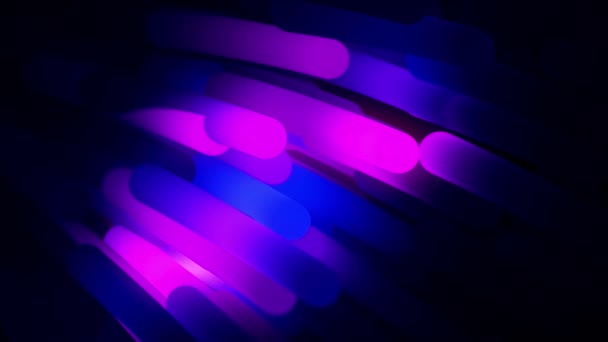Abstrakte neonblaue und rosafarbene Aktenordner, die sich endlos auf schwarzem Hintergrund bewegen. Animation. leuchtende bunte breite Linien, die in der dunklen, nahtlosen Schleife fließen. — Stockvideo