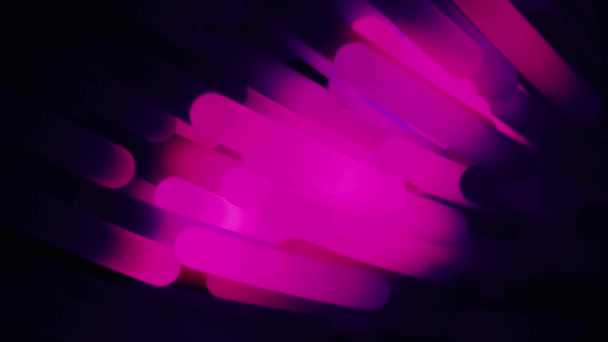 Gruppo astratto di fibre ottiche rosa in volo dinamico su fondo nero, anello senza cuciture. Animazione. Luce riflessa sui fili in movimento . — Video Stock