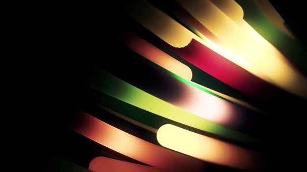 Abstract background with green and yellow stripes flowing slowly in the dark, seamless loop. Animation. Colorful wide lines moving in the same direction. — Stock Video