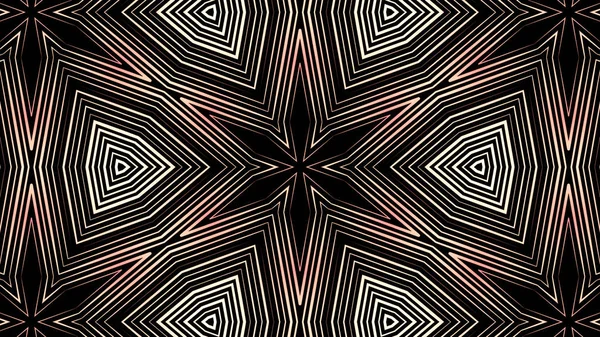 黒い背景、シームレスなループ上の幾何学的万華鏡パターンを移動します。アニメーション。異なる変換赤とベージュのフィギュアの抽象的な動き. — ストック写真