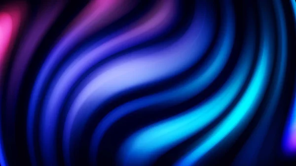 Синий и ультрафиолетовый неоновые светящиеся линии, движущиеся на черном фоне, бесшовный цикл. Анимация. Цветные размытые волны, текущие в темноте . — стоковое фото