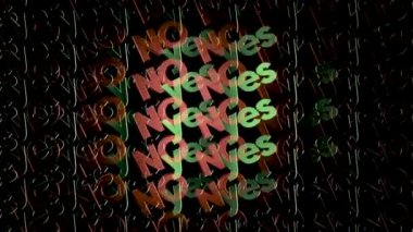 Siyah arka planda pek çok anlaşma ve anlaşmazlık sözcüğü, kusursuz döngü, şüphe kavramı. Animasyon. Yeşil renkli evet ve kırmızı hayır arasındaki seçim..