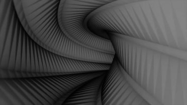 Gri tünelin içine bak, sağa dön, kusursuz döngü. Animasyon. Eğreltiotu yapraklarıyla dekore edilmiş tek renkli tünelde hareket ediyor..