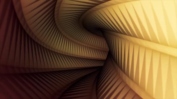 Vue à l'intérieur du tunnel brun clair tournant à droite, boucle transparente. Animation. Se déplaçant dans le tunnel coloré avec sa surface décorée de feuilles de fougère motif .