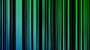 Dar çizgileri, çizgili deseni, pürüzsüz döngüsü olan hareket arkaplanı. Animasyon. Dikey hareketlerde soyut gradyan çizgileri siyah arkaplan üzerinde mavi ve yeşil renk.