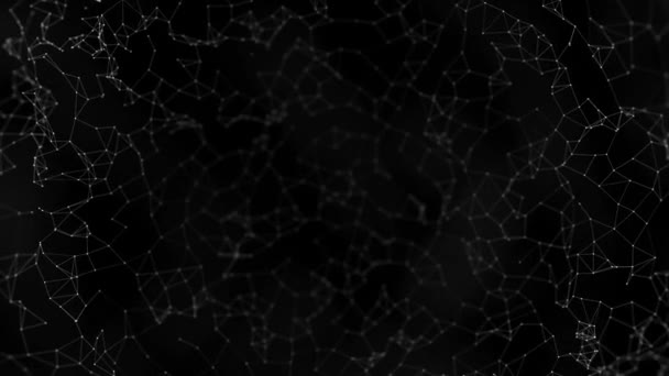 Abstrait plexus structure of many glowing connected lines and particles. Animation. Fond technologique créatif avec composition numérique et fusées éclairantes optiques, boucle transparente . — Video